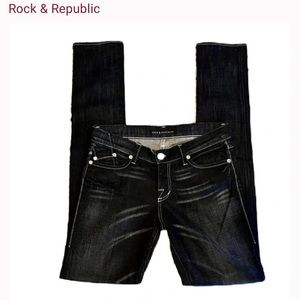 🎁 Rock & Republic x Bloomingdales Jeans Womens 27 Raw Denim Flare Leg🎁